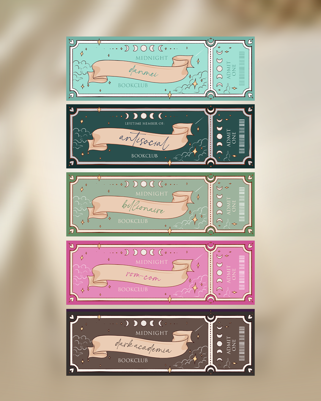 Bookmarks - Midnight Bookclub, book aesthetic