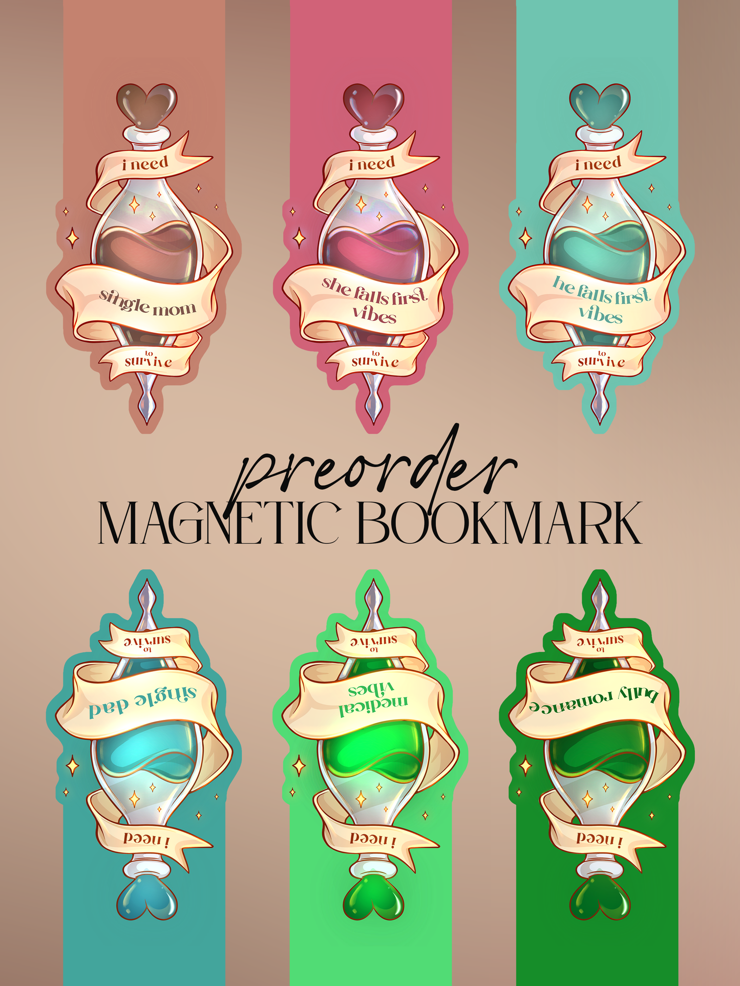 Magnetic Bookmarks - Tropes Love Potions, book aesthetic