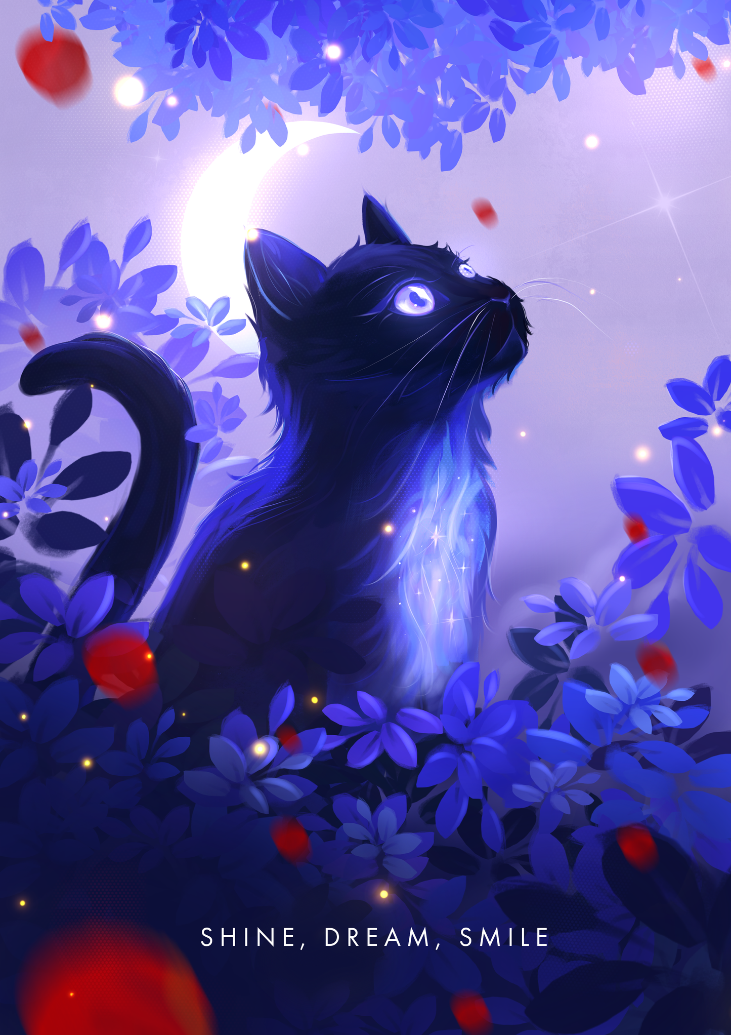 Cat - Shine, Dream, Smile Art Print