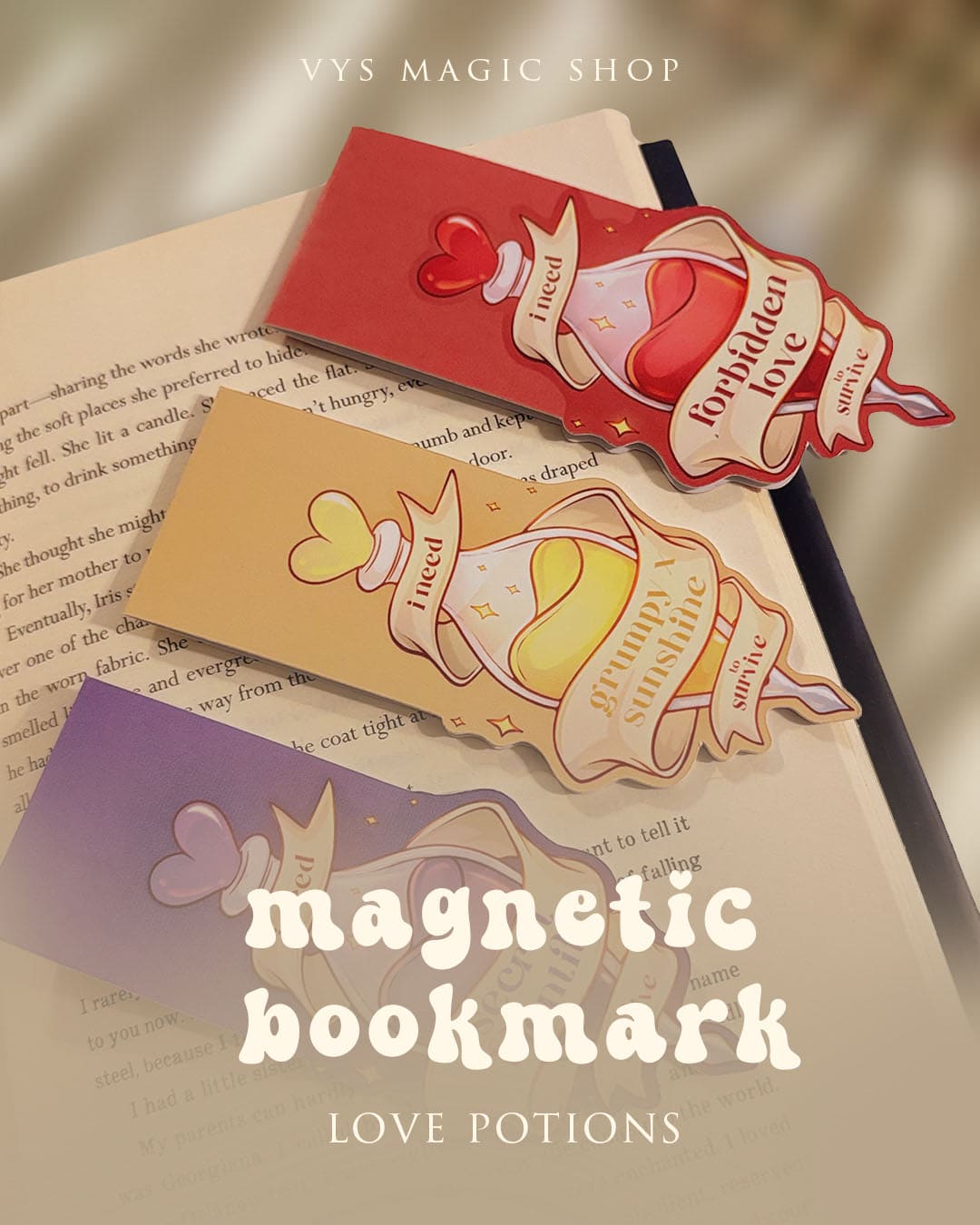 Magnetic Bookmarks - Tropes Love Potions, book aesthetic