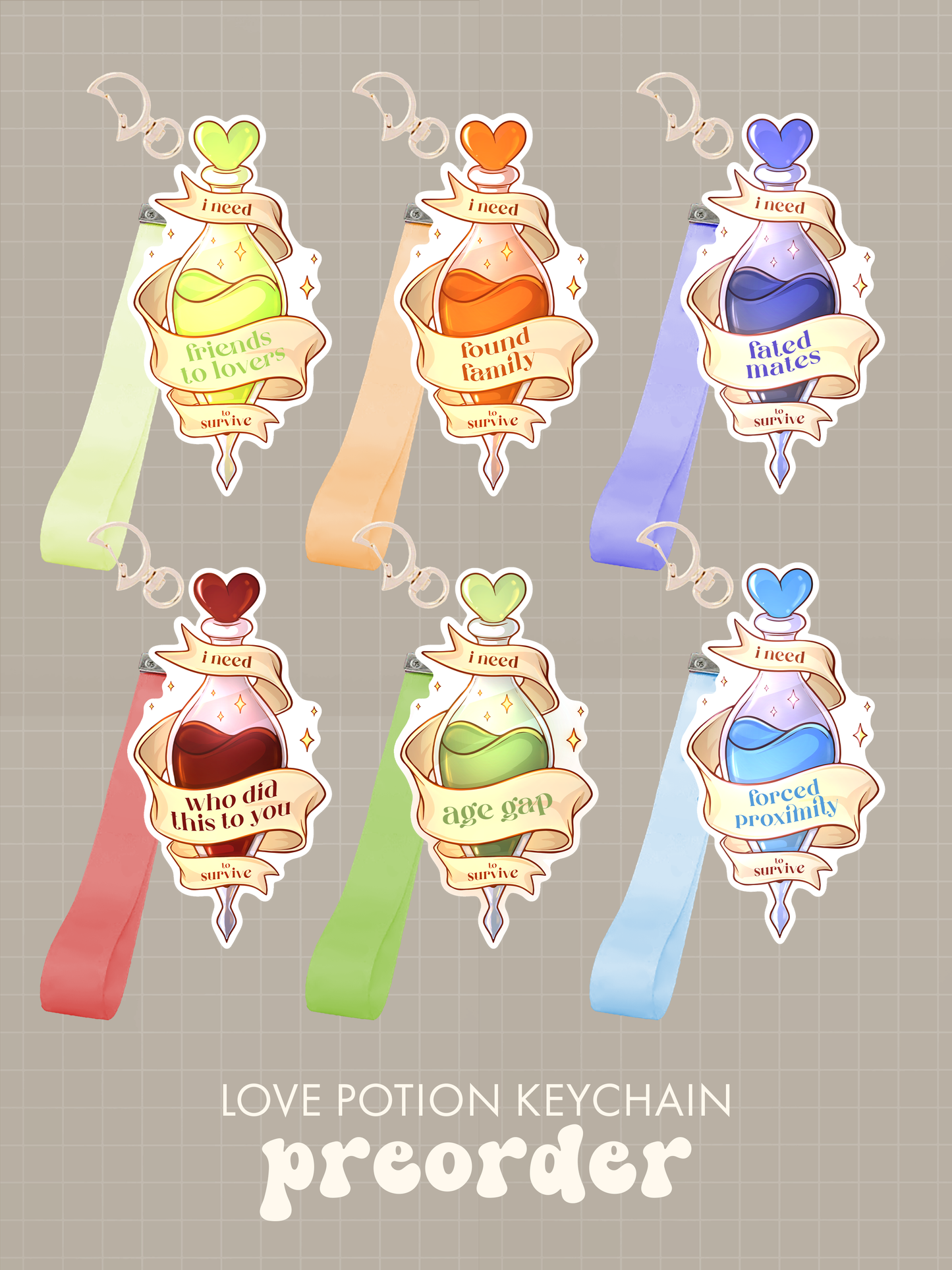 PREORDER Keychain - Tropes Love Potions, book aesthetic
