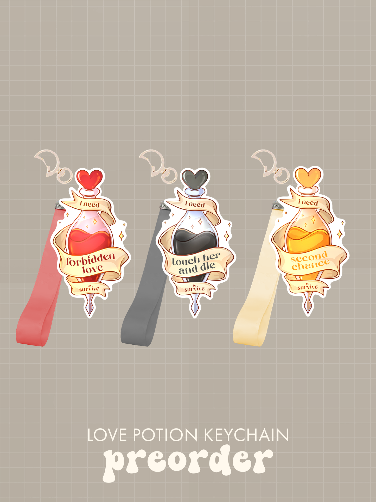 PREORDER Keychain - Tropes Love Potions, book aesthetic