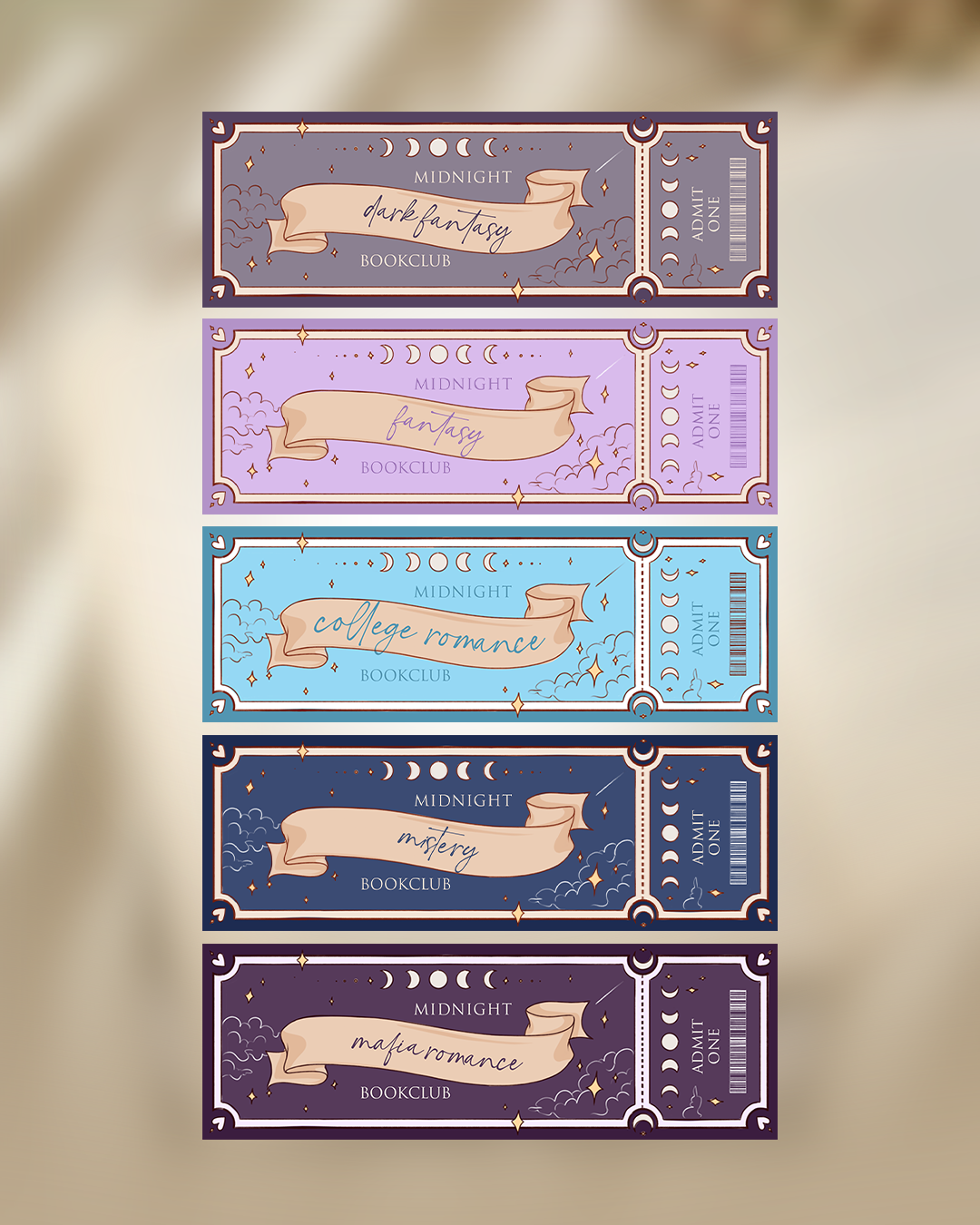 Bookmarks - Midnight Bookclub, book aesthetic