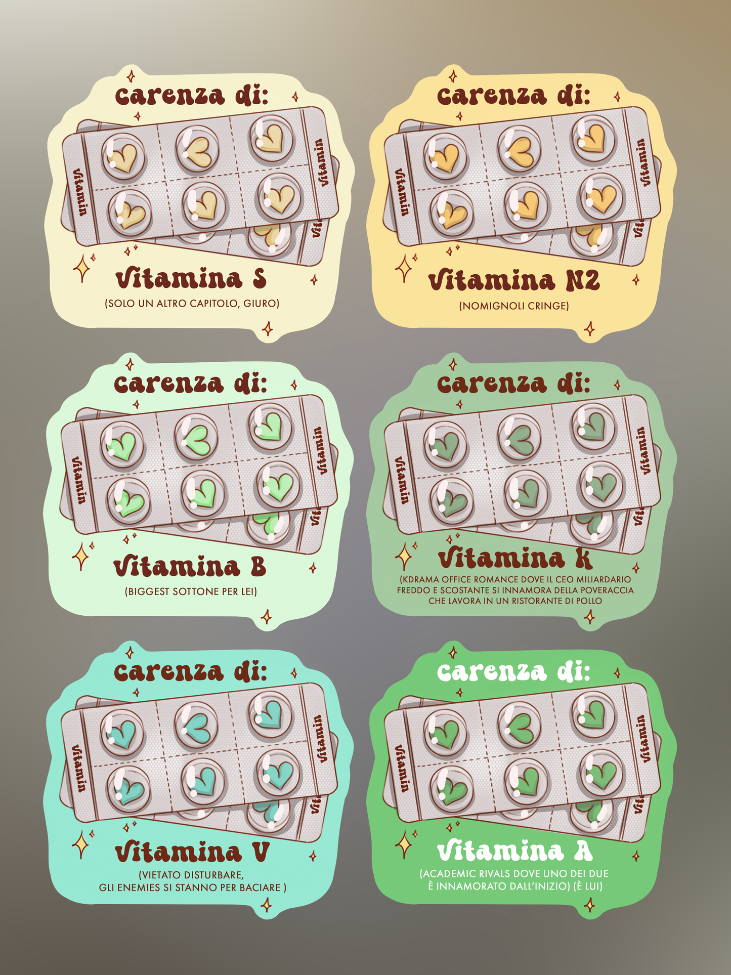 Vitamin Bundle - 6 Stickers - Which vitamins do you need?