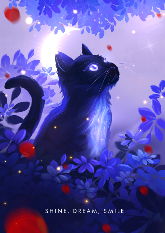 Cat - Shine, Dream, Smile Art Print