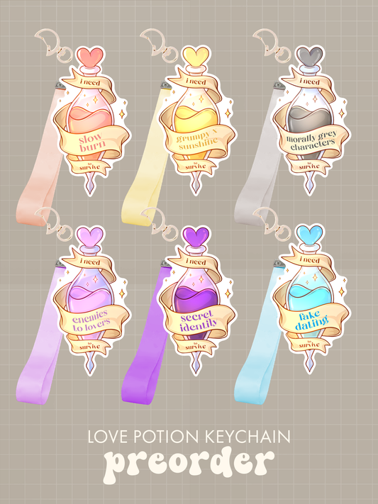 PREORDER Keychain - Tropes Love Potions, book aesthetic